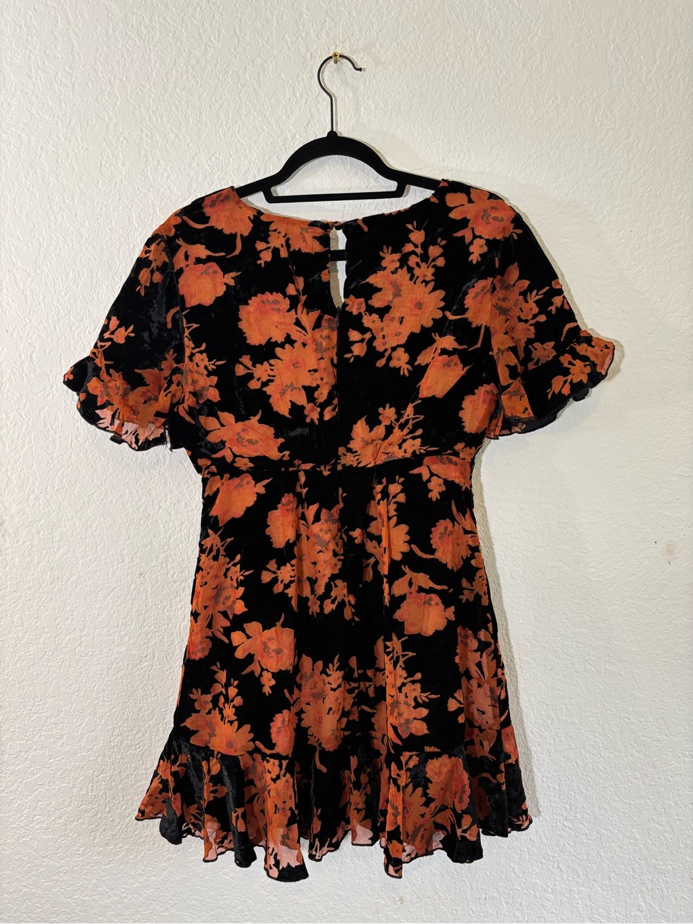 Lulus A Touch of Magic Black Floral Print Velvet Mini Dress Size Small - Picture 11 of 16
